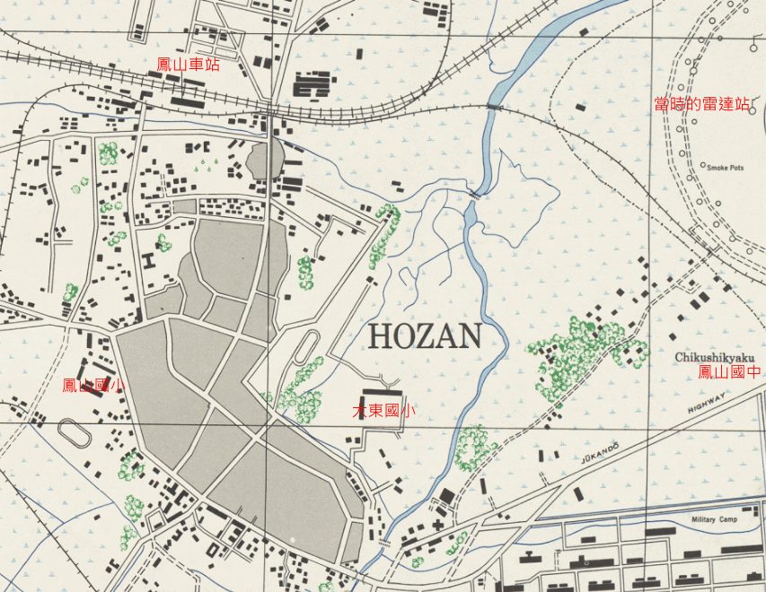 1944 年美軍繪製的鳳山市地圖